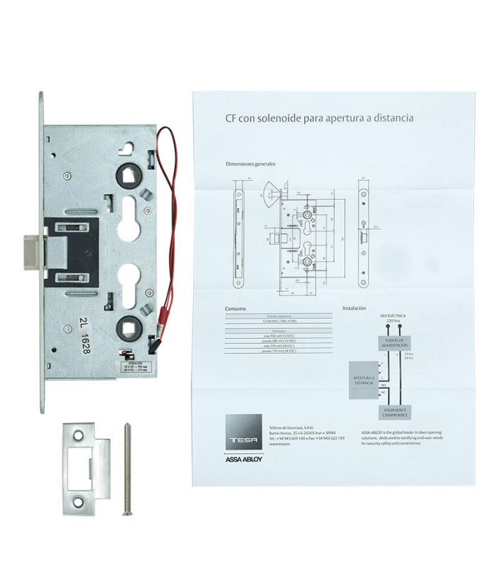 Замок електромеханічний TESA CF6STRSR9ZCE BS65мм 72мм FP24 ZCE UNIV DIN SOL 12-24V NC PANIC_FUNCTION EI відкривання назовні