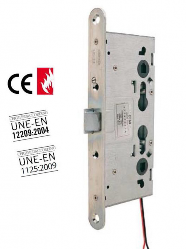 Замок електромеханічний TESA CF6STRSR9ZCE BS65мм 72мм FP24 ZCE UNIV DIN SOL 12-24V NC PANIC_FUNCTION EI відкривання назовні